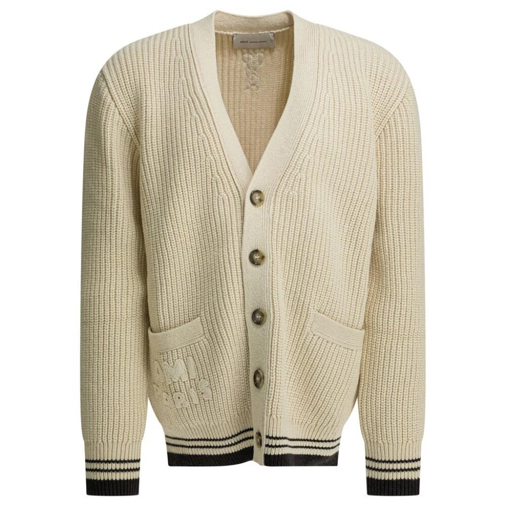 Ami Paris Wool Cardigan With Logo Tag Size S Men
